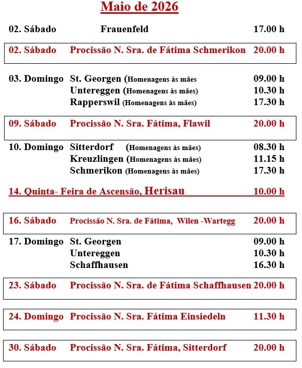 Missas Maio 26