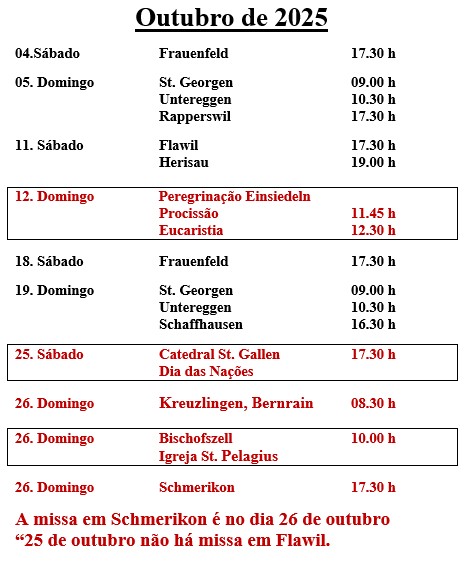 Missas Outubro